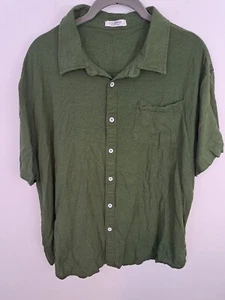Camicia uomo Coofandy nuova senza etichette misto lino verde con bottoni manica corta taglia XL - Foto 1 di 4