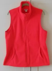WOMEN'S OLD NAVY REDISH/PINK POLAR FLEECE VEST w/INTERIOR POCKETS - SIZE LARGE - Picture 1 of 4