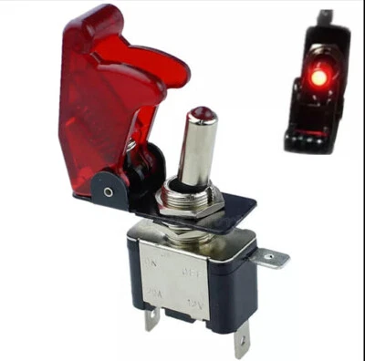 interruttore ON - OFF a levetta 12v - 20A illuminato con spia led colore rosso - Immagine 1 di 2