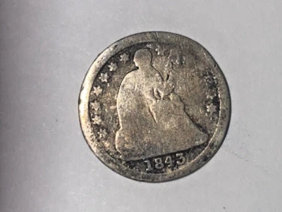 1843 Seated Liberty 90% Silver Half Dime Coin - Image 1 of 4
