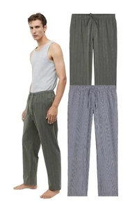 Mens Pyjamas Bottom Cotton Pants Trousers Loungewear Relaxed Nightwear Pjs 01 - Picture 1 of 13