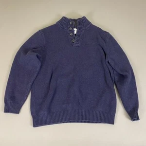 Old Navy Navy Mock Neck Sweater Men's XL Blue Cotton Wool Blend Button Pullover - Picture 1 of 10