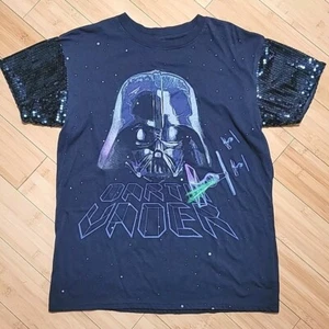 Star Wars Darth Vader T-Shirt Teens Size Large Blue Sequin - Picture 1 of 8