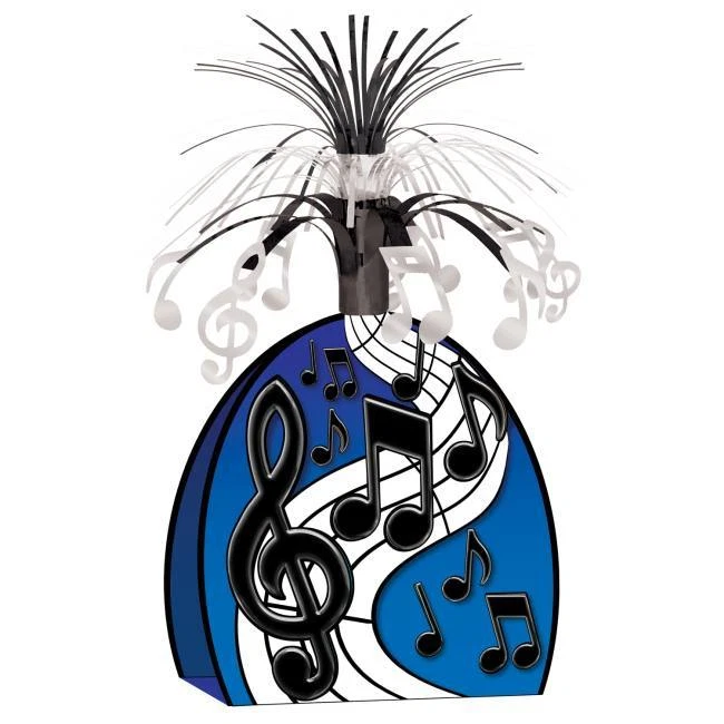 Musical Notes Centerpiece 15" Foil & Paper Black and Silver Party Tableware  - Image 1 of 1