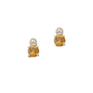 Citrine 333/- Yellow Gold Stud Earrings - Picture 1 of 1