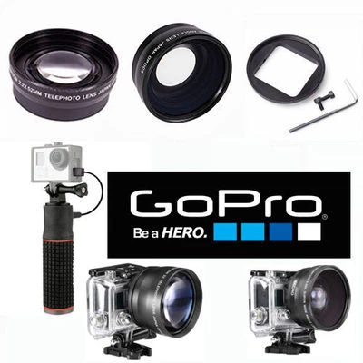 VIVITAR/XIT/DIGITAL CONCEPTS HD WIDE ANGLE LENS +TELEPHOTO ZOOM LENS + POWER BANK FOR GOPRO HERO4 SILVER