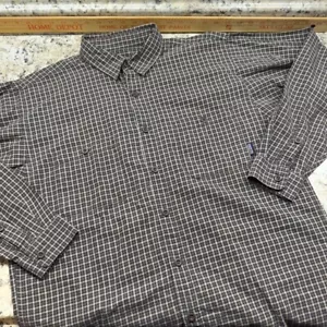 Patagonia Langarmshirt Herren mittelbraun kariert Knopf Bio Baumwolle Outdoor - Bild 1 von 6