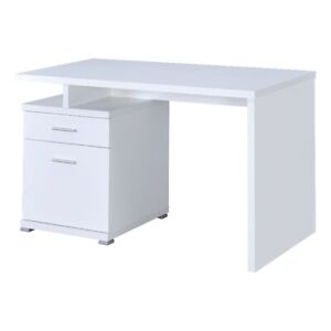 Coaster Irving 2-Drawer Contemporary Wood Office Desk with Cabinet White