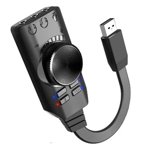 Black USB External Sound Card Virtual 7.1 Channel Adapter Plug For PC Laptop PS5 - Picture 1 of 11