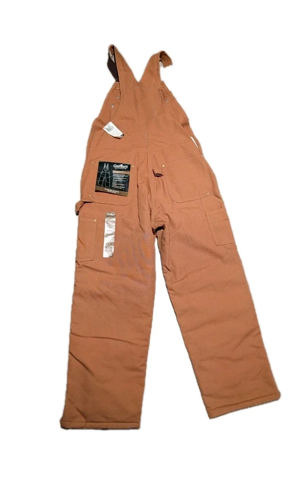 Vintage Carhartt Bib Overalls Men 46x32 Double Knee Quilt Lined R02-BRN USA Made