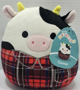 Peluche Squishmallow 7,5" Connor mucca plaid flanella raccolta autunnale nuovo con etichette Kellytoy - Foto 1 di 7
