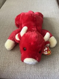 TY Beanie Buddy Snort the Bull LARGE 15” Red Plush 1998 WITH TAGS ER - Picture 1 of 5