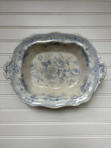 Antique MW & Co England Light Blue Asiatic Pheasant Serving Dish - Picture 1 of 9