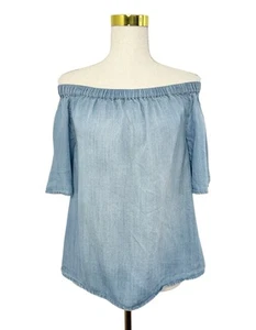 JEANSWEST Women's Denim Off the Shoulder Elasticated Half Sleeve Top Size 12 - Picture 1 of 8
