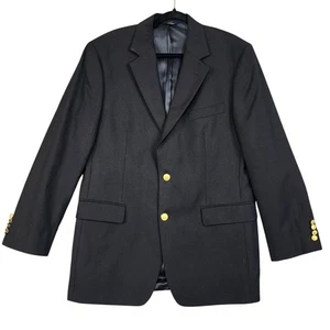 Brooks Brothers 346 Mens Wool Cashmere Blazer Size 40R Black Gold Buttons Career - Picture 1 of 16