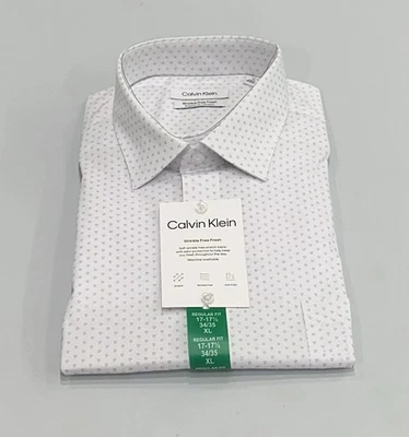 Calvin Klein Men's Wrinkle Free Dress Shirt, White, Size XL (17-17.5,34/35) - Image 1 of 4