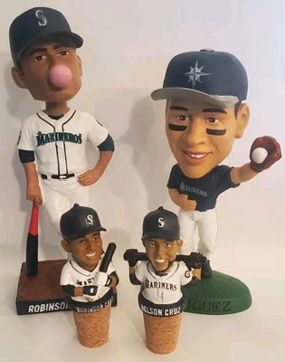 Rodriguez - Cano - Cruz Cabeza Bobble Tapón de Vino Juego Coleccionable Marineros MLB Foto 1 de 4