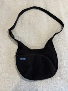 KAVU Sydney Satchel Cross Body Bag Shoulder Purse Black Canvas Sling Pockets - Picture 1 of 4
