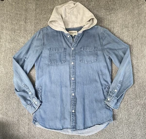 Modern Amusement Men's Long Sleeve Blue Denim Button-Up Jean Shirt Size Medium - Picture 1 of 14