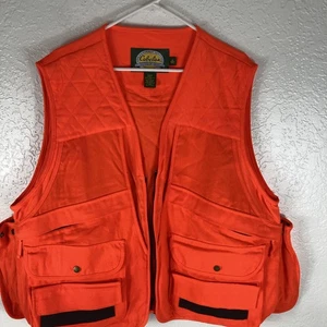 Cabela’s Blaze Orange Hunting Vest Mens XL Reg Rear Game Bag Zippered Pockets - Picture 1 of 14