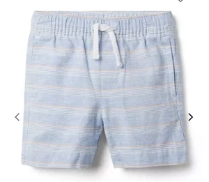 Neu mit Etikett Janie and Jack gestreifte Leinen Baumwolle Überziehshorts Jungen Größe 5 Bel Air blau - Bild 1 von 8