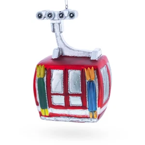Red Ski Gondola Glass Ornament - Picture 1 of 4