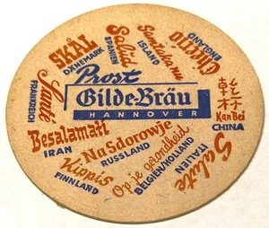 HANNOVER GILDEBRÄU WELTWEIT BIER BRAUEREI 1 BIERDECKEL 50-60 Jahre alt - Picture 1 of 2