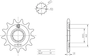Piñón de cadena delantero JD Kawasaki KLX450 R 2008-2020 13T 520 - Imagen 1 de 2