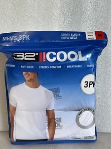 Paquete de 3 camisetas 32 Degrees blancas frescas M manga corta cuello redondo para hombre - Imagen 1 de 5