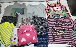 Girls Clothes Mixed Lot 10/12 Shirts Pants Pajamas Hoodie Gym 12 Pieces - Picture 1 of 20