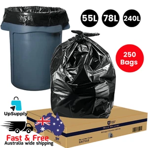 Carton of 250 Black Heavy Duty Rubbish Bags, Bin Liners Packs Multiple Sizes - Picture 1 of 2