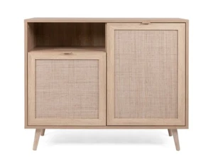 Kommode Skandinavisch Sideboard Rattan Anrichte Wohnzimmerschrank Eiche 103 cm - Bild 1 von 5