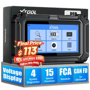 2025 XTOOL D5S FCA OBD2 Scanner Car Transmission ABS SRS Engine Diagnostic Tool - Picture 1 of 16