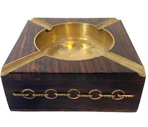 Cenicero de madera vintage de los años 60 con soporte para cuatro cigarros escritorio oficina 4,5" X 4,5" - Imagen 1 de 7