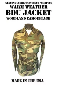 USGI US MILITARY WOODLAND BDU TOP COAT JACKE WARM WEATHER SIZE SMALL / LONG - Bild 1 von 5