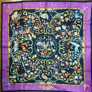 Hermes Scarf Pierres d'Orient et d'Occident 90 cm purple Carre shawl 35" 0983 - Picture 1 of 2