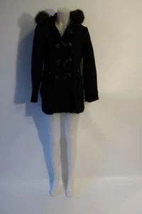 Womens Andrew Marc Black Coat With Brown Fox Fur Hood 10 - Picture 1 of 10