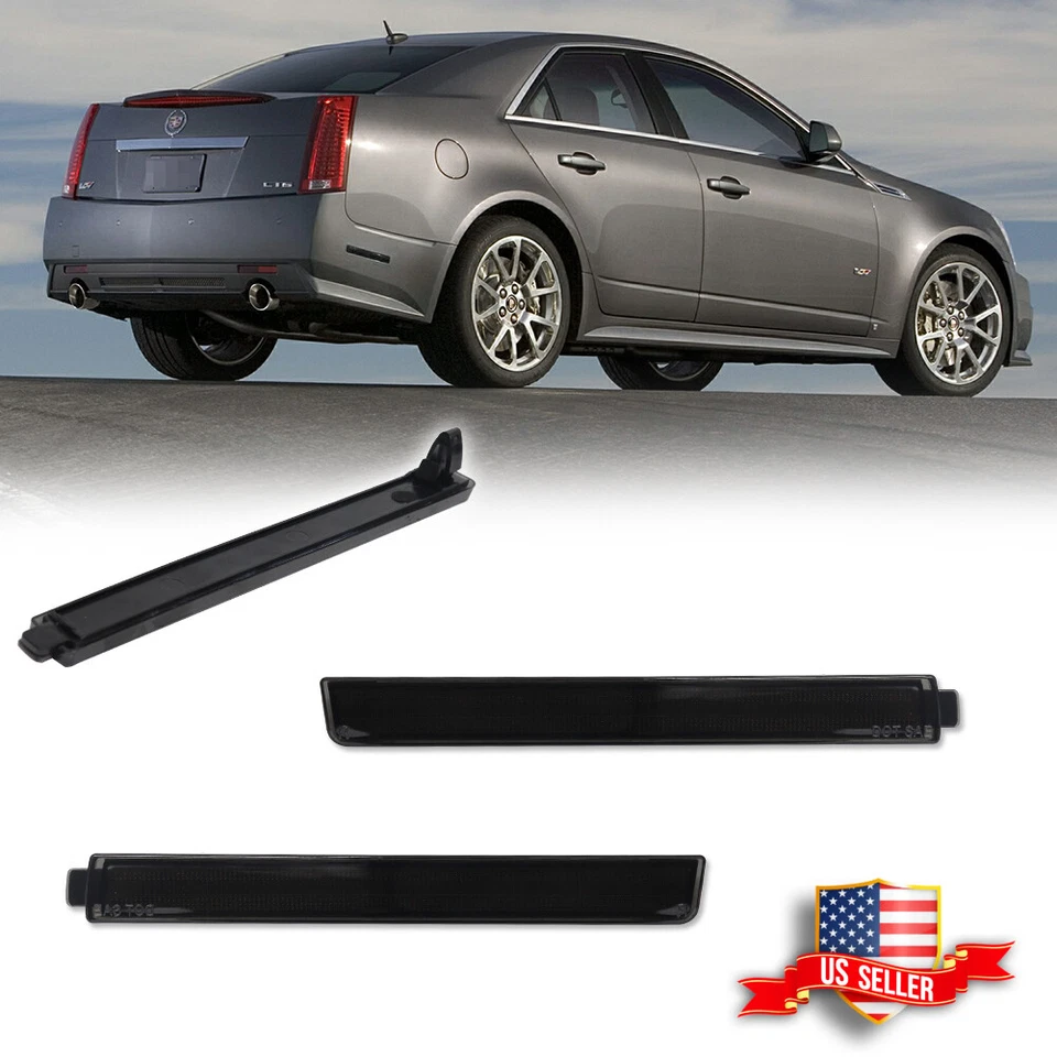Reflectores de luz de señalización lateral de parachoques trasero ahumado para Cadillac CTS CTS-V 2008-2013 Foto 1 de 4