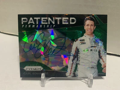 Carl Edwards Auto 2018 Panini Prizm Green Cracked Ice Patented Penmanship 28/50 - Image 1 of 2