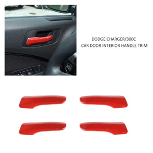4 biseles de cubierta de borde de manija interior rojo para Dodge Charger 2011-2020 - Imagen 1 de 7