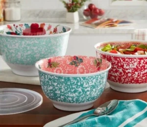 Pioneer Woman Splatterware Holiday Edition 6-piece Melamine Bowl Set New - Picture 1 of 3