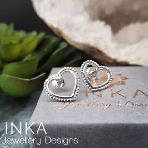925 Sterling Silver Large HEART Earrings GIFT BOXED - Picture 1 of 4
