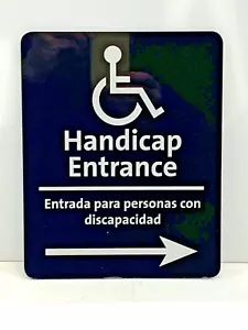 Handicap Entrance Door Sign, Black, 10 inch x 8 inch ~ English & Spanish ~ NOS - Picture 1 of 2
