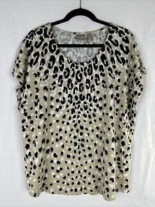 Chicos Sleeveless Top Blouse Women Size 3 Beige Animal Print Casual 