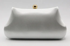 Elegant Woman Silk Evening Handbag Purse Satin Clutch Party Wedding 2310 /Silver - Picture 1 of 12