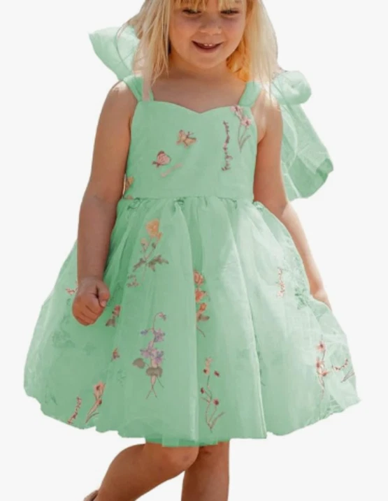 NUEVO Vestido Jisisang Niñas Bordado Tul Concurso Verde Menta Talla 2 Foto 1 de 1