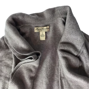 Women's Open Cardigan Sweater Cowl Neck Shawl Collar Brown M 2-Ply Cashmere - Picture 1 of 8