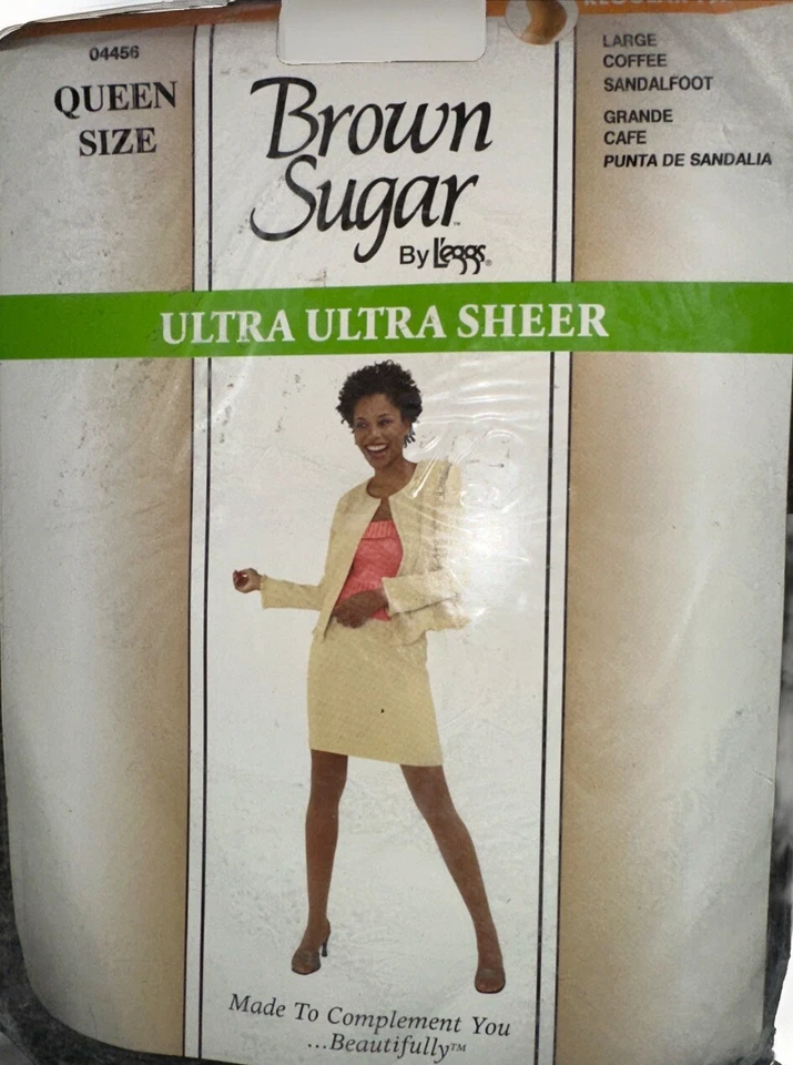 Vintage Leggs Brown Sugar Pantyhose Coffee Size Large Ultra Ultra Sheer Queen