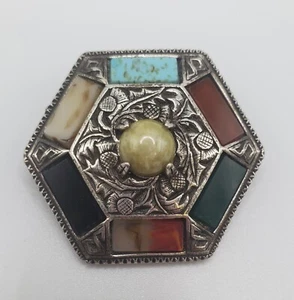 Vintage MIRACLE Scottish Multi Glassteine Silberfarben Brosche - Bild 1 von 4