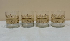 Libbey Hens & Ducks Lowball Drinking Glasses Set Of 4 Yellow/Brown 10 Oz Vintage - Picture 1 of 6
